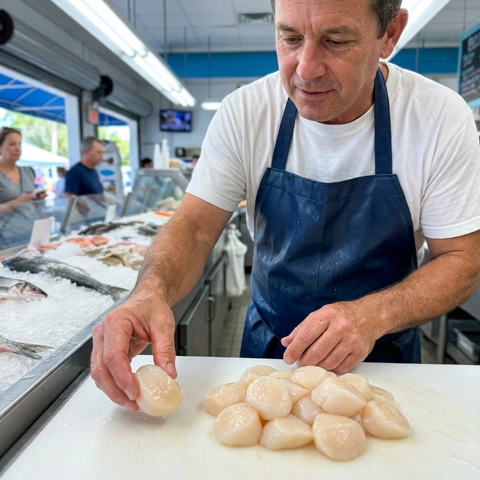 Dry 10-12 Sea Scallops, 1Lb.
